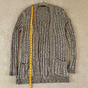 Elliott Lauren Long Ribbed Open-Front Cardigan Pockets